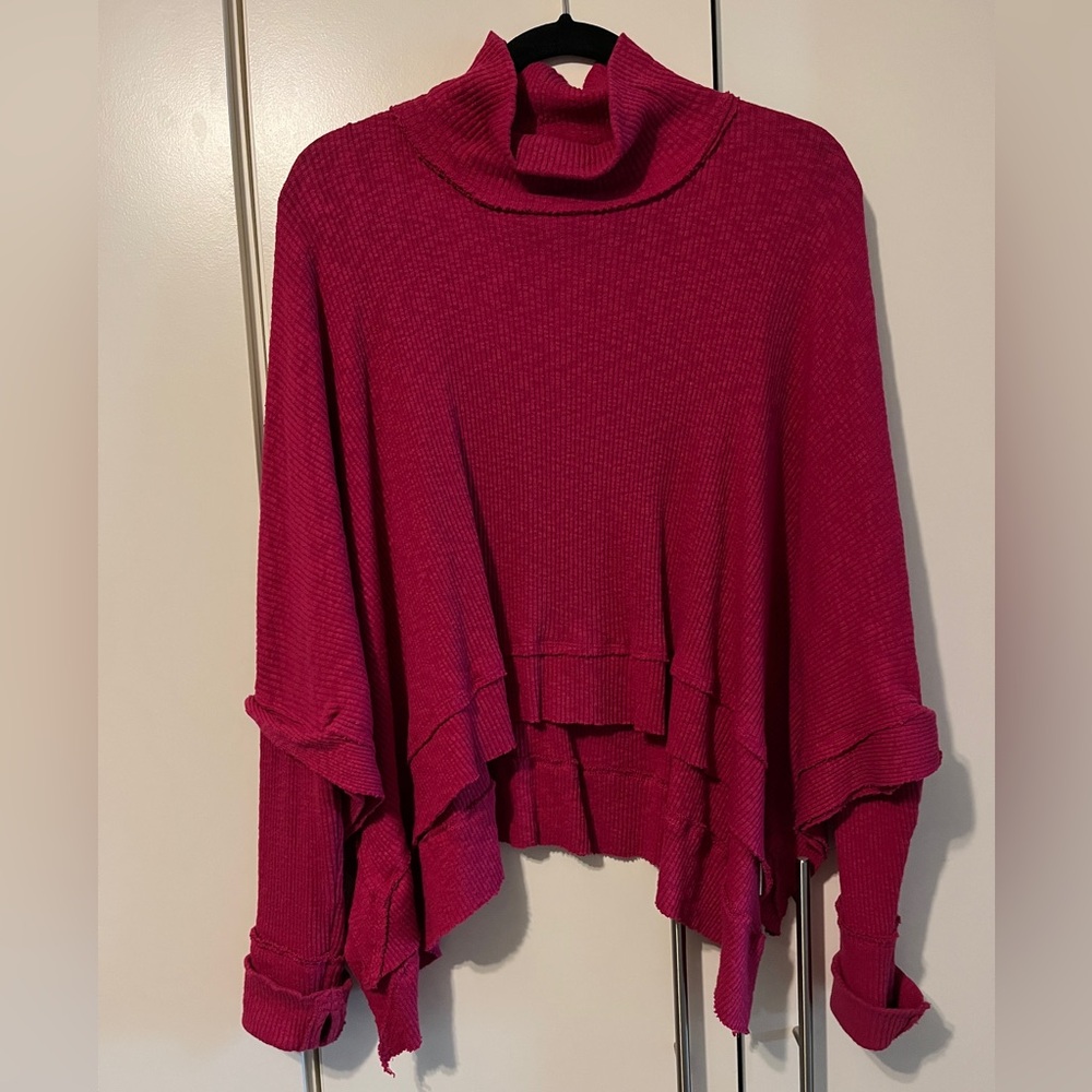 We The Free Raspberry Cowl Neck Sweater